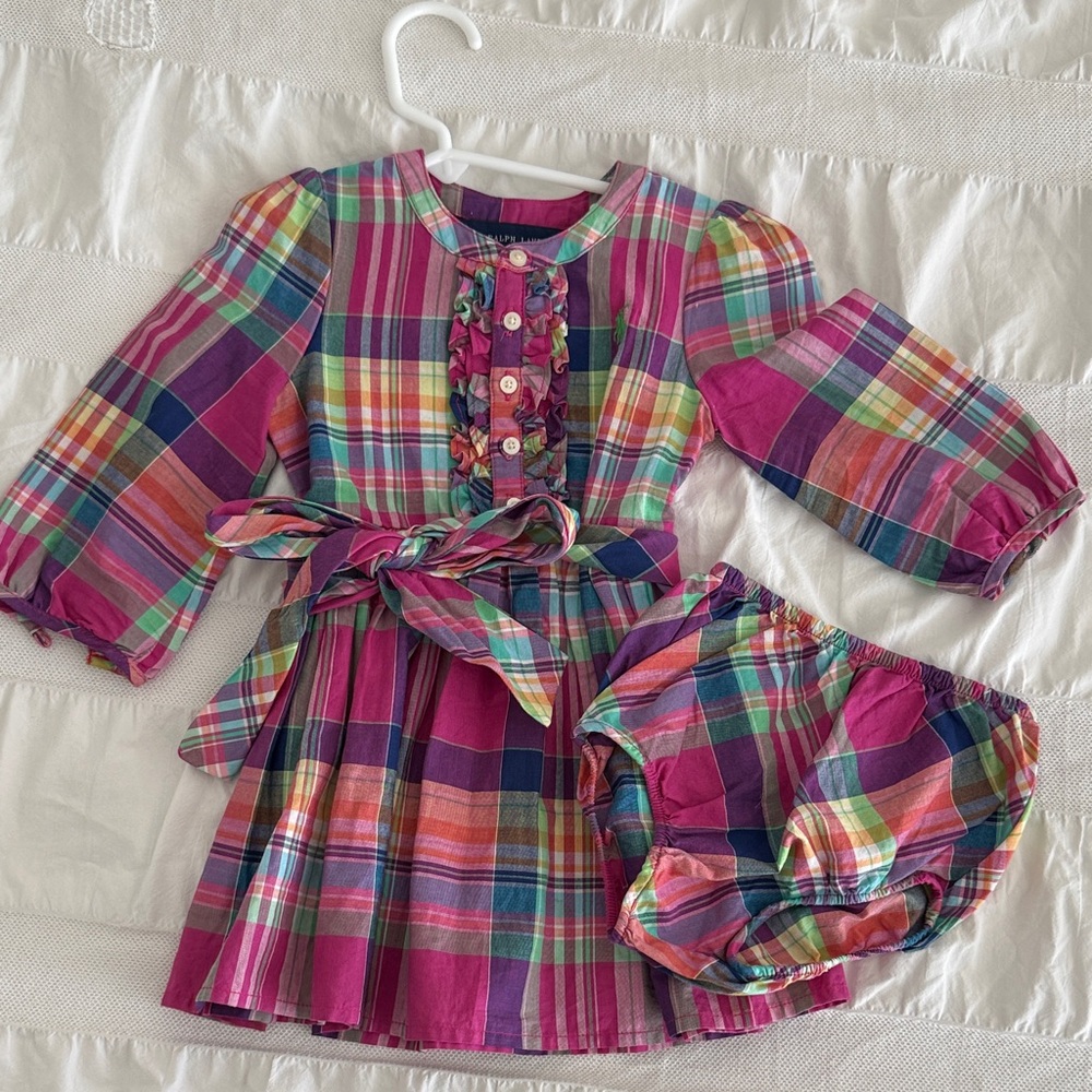 Ralph Lauren Multicolor Plaid Kids Formal Dress